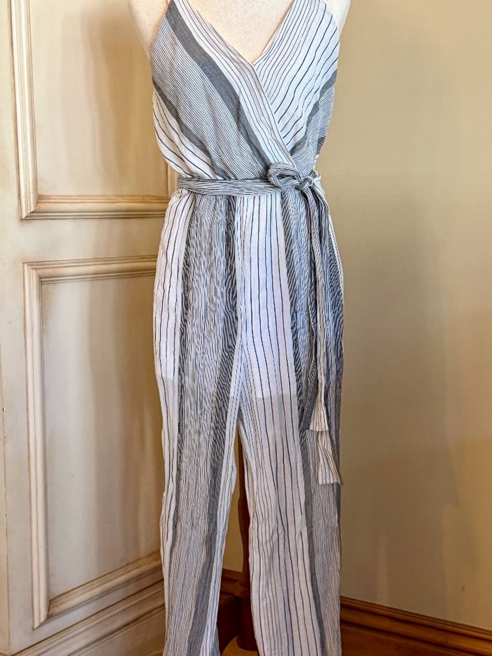 Sienna Sky Striped Wrap Jumpsuit – Size Medium - Picture 2 of 5